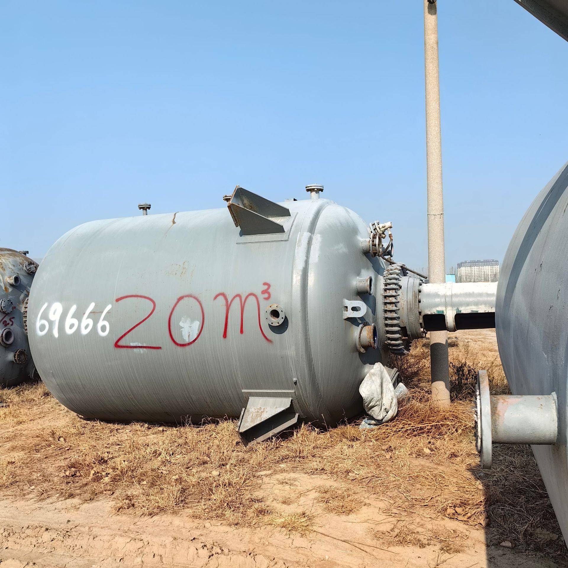 出售二手20立方搪瓷反应釜化工16立方搪玻璃反应釜机械密封DJ支架