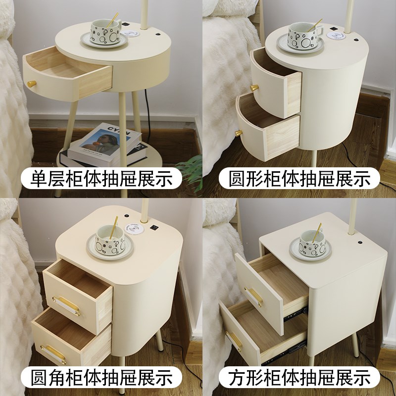奶油风法式落地灯卧室客厅沙发旁边几台灯装饰置物床头柜台灯一体