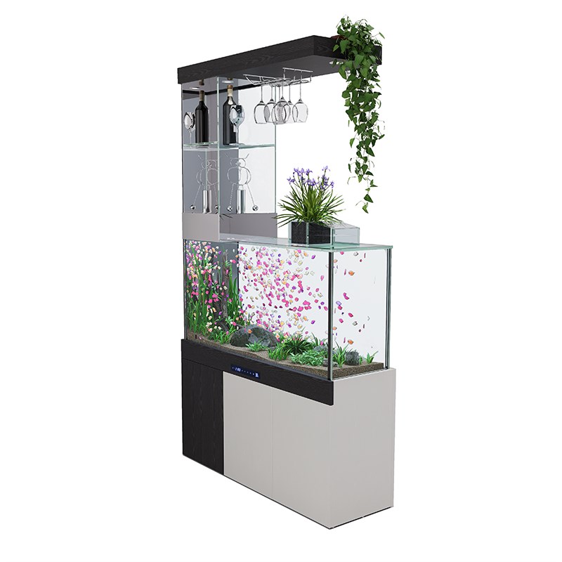 鱼缸客厅2025新款玻璃缸小型古法智能生态造景全套柜子一体水族箱