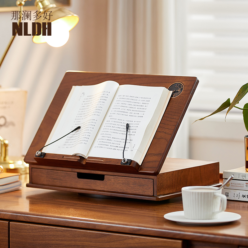 美式实木多功能阅读架桌上书立架初中生书桌收纳神器晨读读书架儿