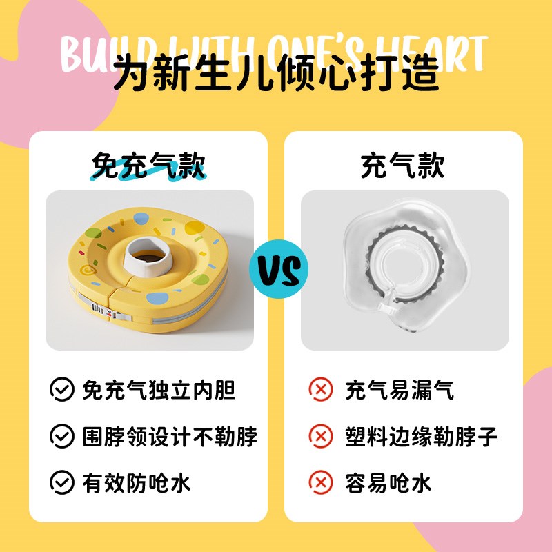 Voutdoing婴儿游泳圈新生儿免充气脖圈可调节游泳圈0到6个月颈圈
