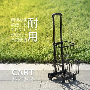 静音便携买菜车小拉车轻便手拉车折叠拉杆车家用小推车拖车购物车