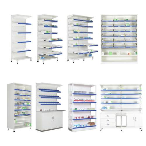 西药架医院诊所摆药架药房单双面药物展示架开放式抽拉调节药盘架