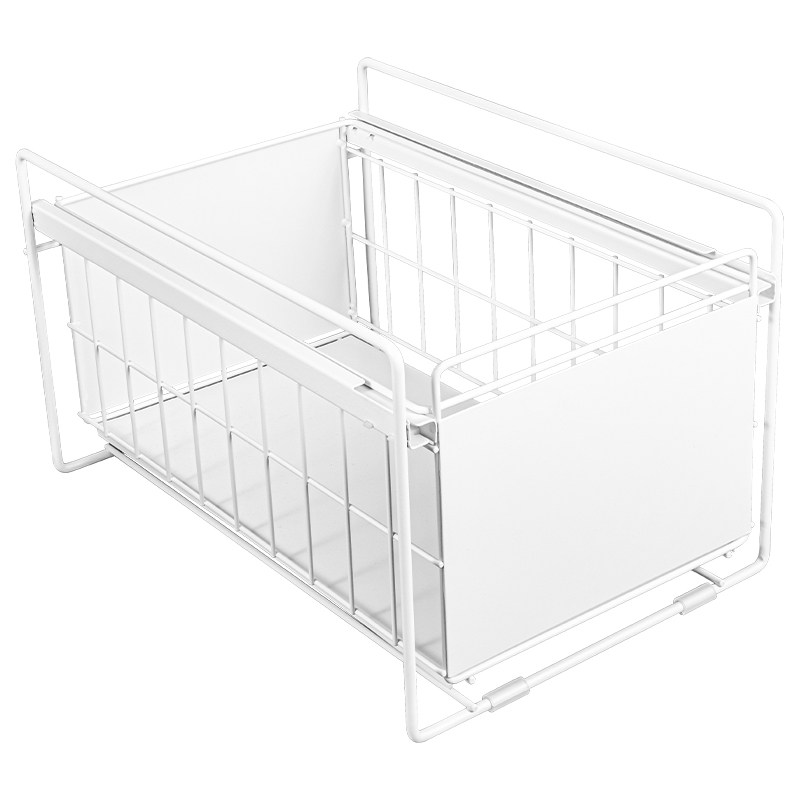 橱柜碗碟抽屉收纳分隔柜子内餐具杯子储物篮单层厨房抽拉式置物架