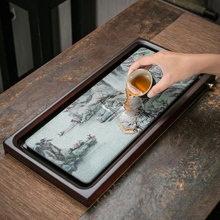 纳米陶瓷吸水茶盘氧化铝矿石干泡储水茶台家用现代轻奢托盘排水盘