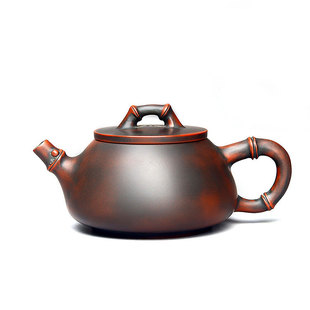 壶藏福钦州坭兴陶茶壶家用竹节壶石瓢壶纯手工茶具窑变精品紫泥
