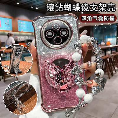 适用vivoy500手机壳镶钻蝴蝶支架