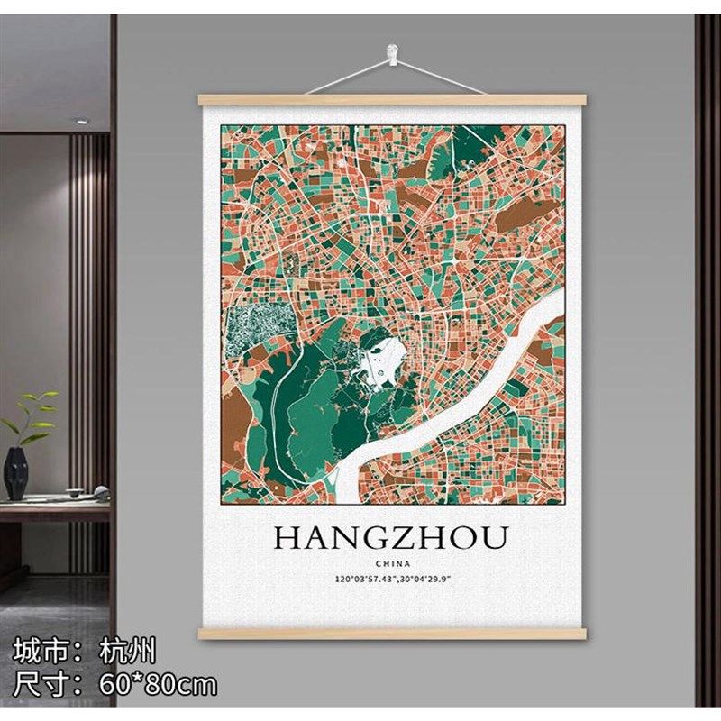 客厅沙发背景墙挂画餐厅壁画定制画北欧线描城市成都地图装饰画图片
