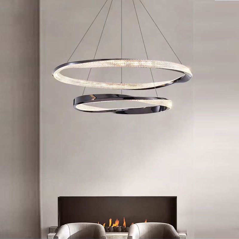 意式客厅吊灯北欧圆环轻奢家用主卧室灯具高端餐厅饭桌极简吊灯