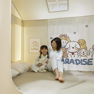 家用宝宝婴儿全底防摔遮光床上帐篷蒙古包 儿童蚊帐2023新款