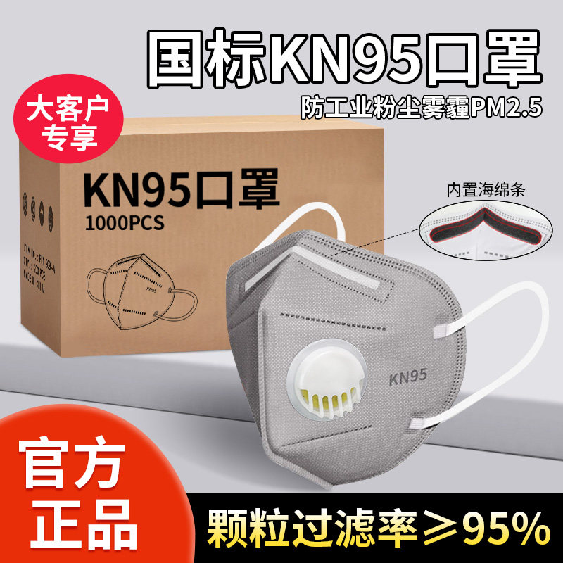安优盾口罩整箱kn95防尘防工业粉尘n95活性炭头戴式带呼吸阀
