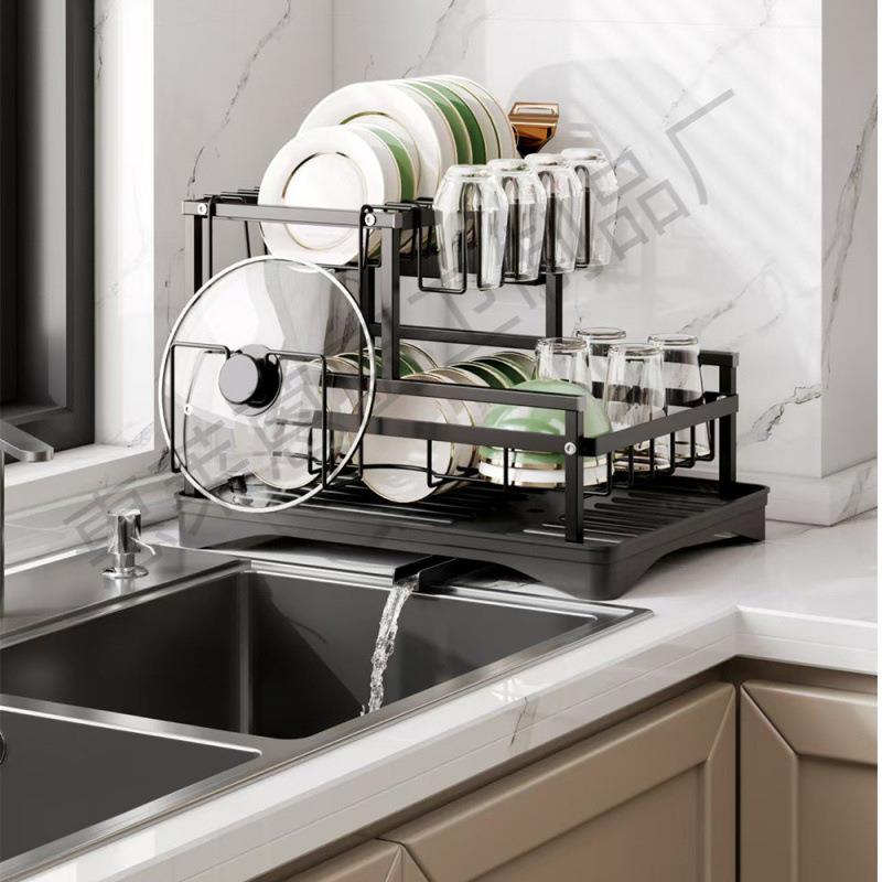 厨房碗碟置物架水碗筷碗盘收纳台面免安装带排水水杯刀叉沥水架