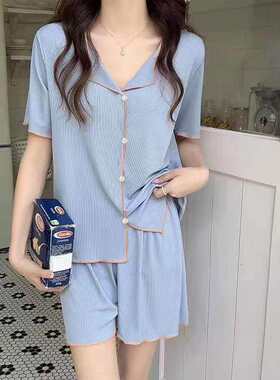 夏季睡衣女夏款天莫代尔冰丝2024年新款短袖短裤家居服套装薄款