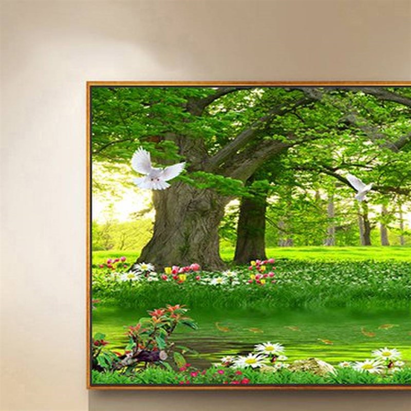 现代简约森林装饰画客厅卧室墙壁画绿色I风景壁画树木树林饭厅挂