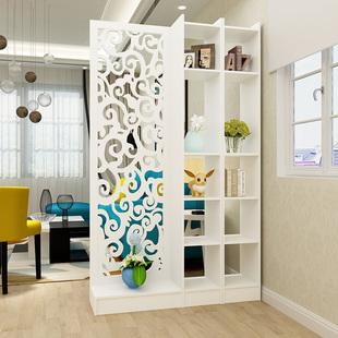 欧式屏风隔断玄关柜镂p空雕花简约现代门厅隔断柜客厅白色展示酒