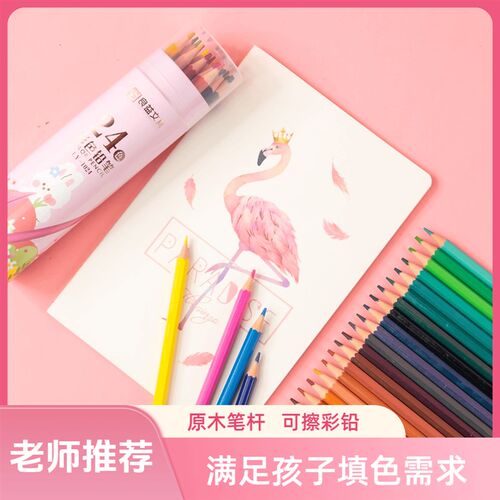 【下单立减50】可擦彩色铅笔24色48色儿童填色P涂鸦绘画学生画笔-