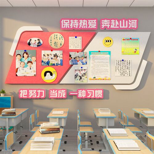 网红互动毛毡墙贴纸公告栏照片展示黑板报班M务级布置教室装饰文
