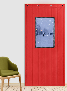 棉门帘正红色冬季空调保暖防风z加厚家用卧室隔断挡风保温防寒帘