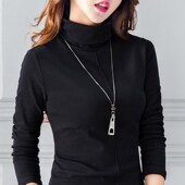 白色t恤保暖加厚加绒高领打底衫 新款 女长袖 春秋百搭纯棉2020时尚