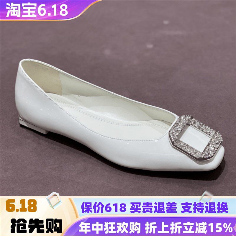 露娜女鞋SL方头i浅口优雅平底鞋春夏方扣钻饰时尚平跟单鞋SL12207