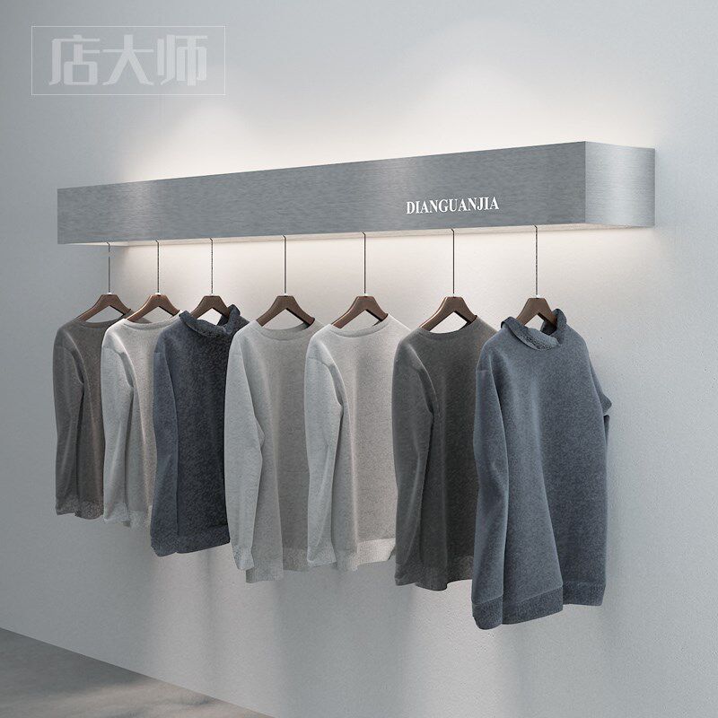 服装展示架挂墙悬挂衣架吊架x上墙置物货架子不锈钢陈列架挂架壁