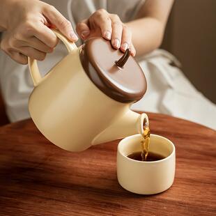 家用陶瓷泡茶壶凉水壶花茶杯具乔迁新居礼品 日式 榛子茶壶套装