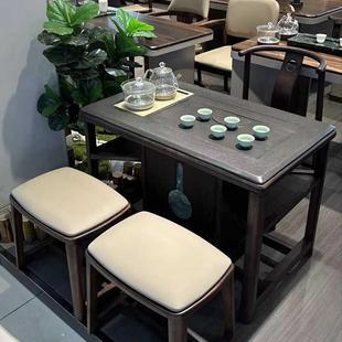 实木简约现代茶餐桌一体小户型家用泡茶台 阳台茶桌椅组合新中式
