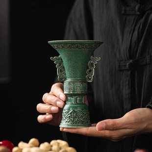 德化陶瓷青瓷茶杯仿古可饮用主人杯功夫茶具品茗杯喝茶杯防烫茶碗