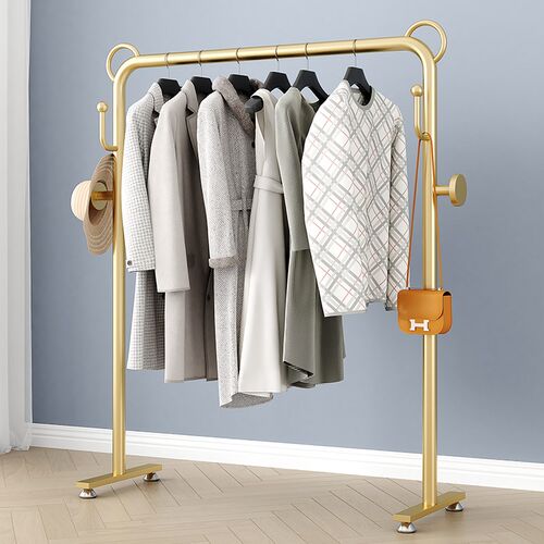 阳台卧室落地晾衣架家用室内挂衣架服装简易衣帽架U凉晒单杆折叠