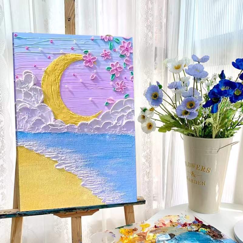 奶油石英砂丙烯diy数字油画填充立体肌理画材料手工填色装饰沙画图片