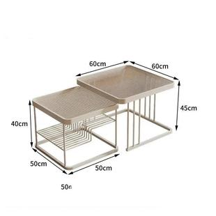 奶油轻9854风玻璃茶几客厅家用小户型奢现代母子组双合长方形层小