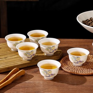 加厚不烫手羊脂玉白瓷品茗杯单个陶瓷杯子茶具家用 功夫茶杯6只装