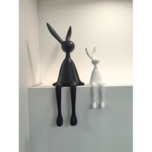 意式极简坐姿兔子摆件玄关壁龛客厅酒柜电视柜背景墙装饰品奶油风