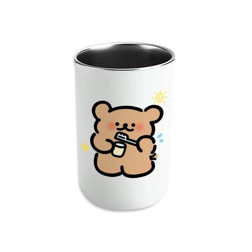 Line小狗304不锈钢漱口杯一对高看的牙刷杯儿童漱口杯牙齿圆筒