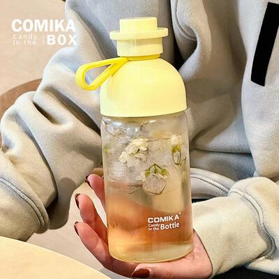 comika糖果杯带盖子透明玻璃杯2024新款大容量INS风女可携式随手