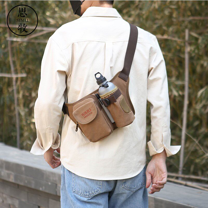 思牧腰包胸包男帆布新款休闲单肩斜跨跑步运动手T机水壶耐磨多功,箱包皮具/热销女包/男包,胸包,淘宝优惠券,粉丝福利购,淘宝优惠卷