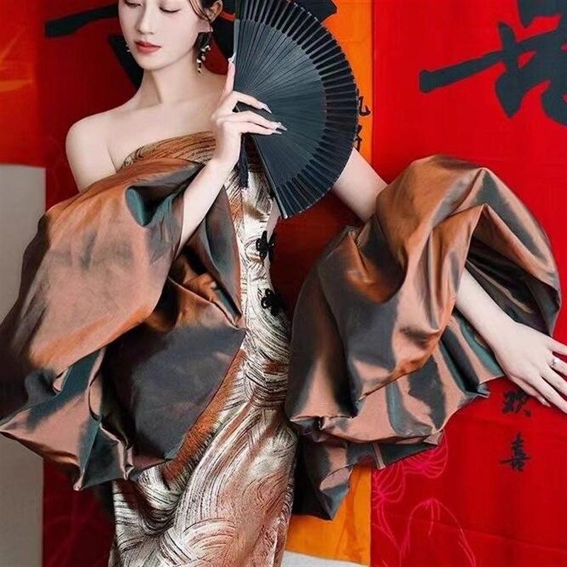 新娘结婚礼服敬酒服新中式国风抹胸旗袍女晨拍晨袍拖尾长裙晚礼服