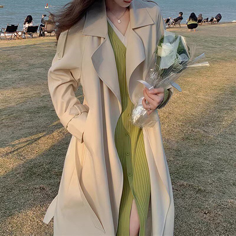 白色风衣外套韩系休闲中长款小个子女2024年秋季新款今年流行大衣