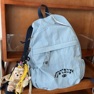 蓝色小清新双肩书包女生初中生高中生书包大容量高颜值小学生背包