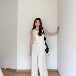 高级感气质西装马甲阔腿裤两件套装女夏季通勤时尚洋气小个子女装