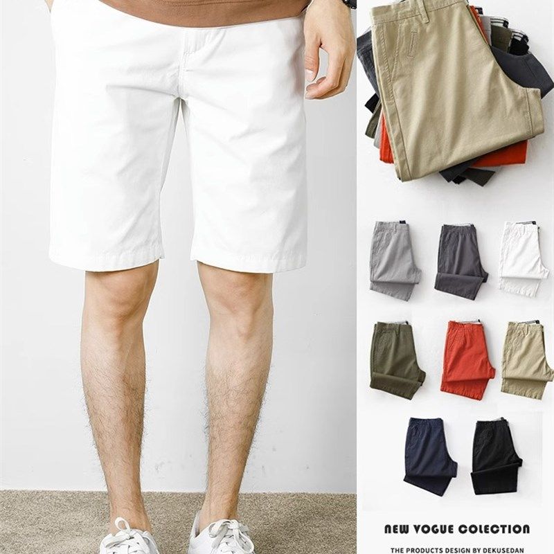 白色休闲短裤男夏季外穿宽松纯棉男款5分韩版潮流运动五分裤男士