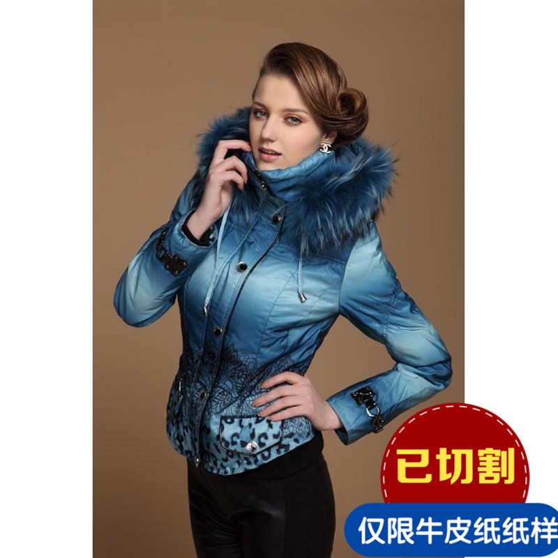 精品女装短装羽绒衣样板制版纸样1:1R003