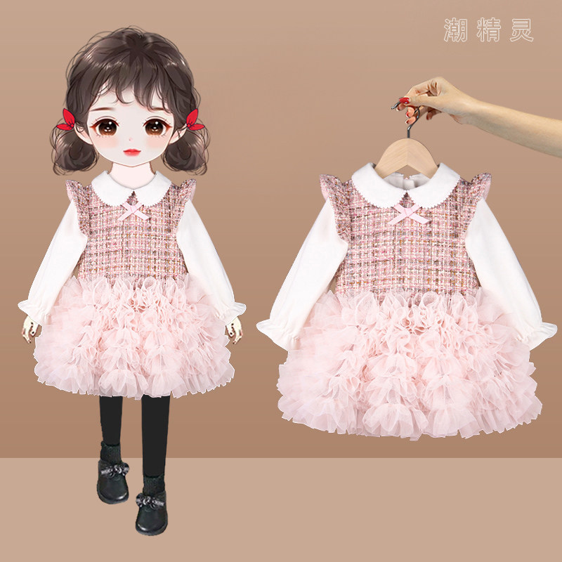 2024春装女童裙子洋气宝宝周岁礼服生日公主裙蓬蓬网纱儿童裙子图片