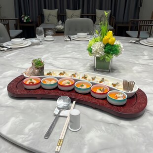 酒店纯白色餐盘1米超大号带鱼盘配底座带碗私房菜专用盘简约中式