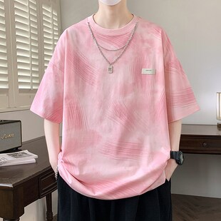 美式夏季新款短袖t恤男孩青少年初中学生纯棉上衣服潮流帅气大童