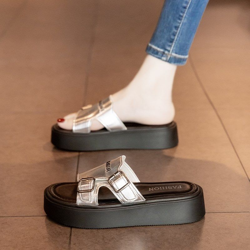 法式绝美厚底凉拖鞋女夏季外穿高级感2025新款配裙子时尚平底拖鞋