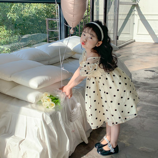 女童夏装连衣裙2023新款洋气波点裙儿童装公主裙周岁宝宝礼服夏季