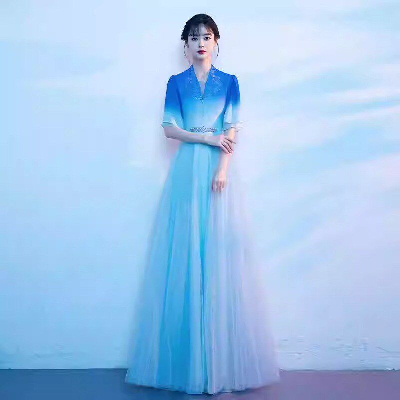 艺考礼服大合唱演出服女长裙新款成人舞台学生比赛朗诵表演团服装