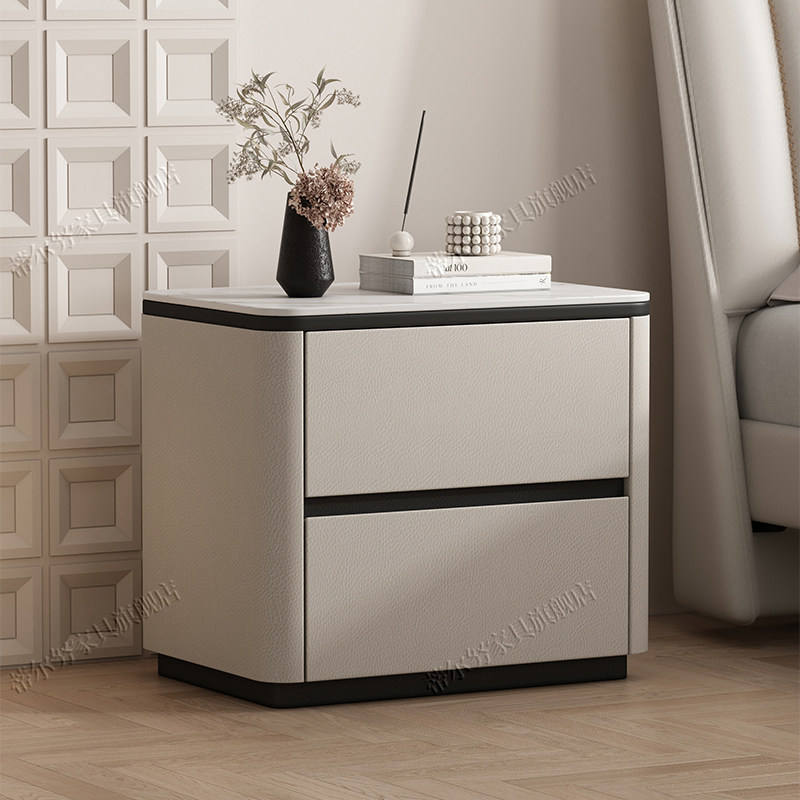 2024年新款北欧极简约现代轻奢床头柜皮质实木奶油风卧室床头边柜,住宅家具,床头柜,淘宝优惠券,粉丝福利购,淘宝优惠卷