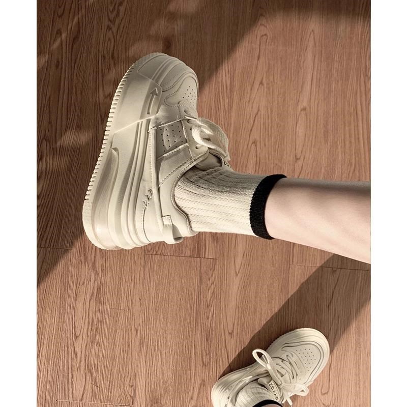白色老爹鞋女款春季厚底运动鞋松糕小白鞋气垫面包鞋增高休闲板鞋